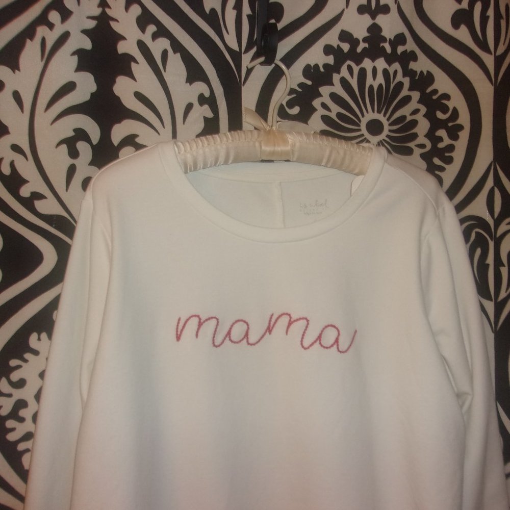 "mama" embroidered top